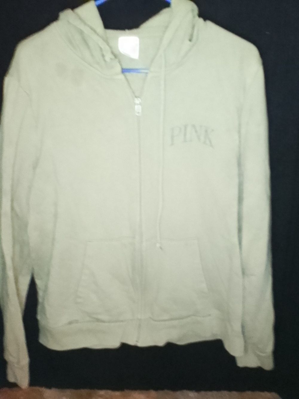 PINK Victoria's Secret Womans Zip-Up Hoodie in Army Green Xl